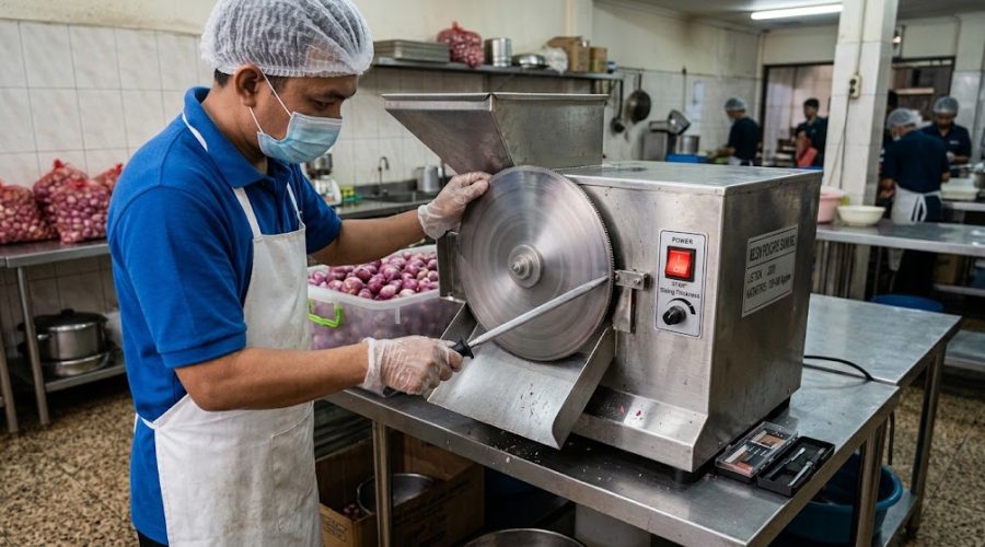 cara mengasah pisau perajang