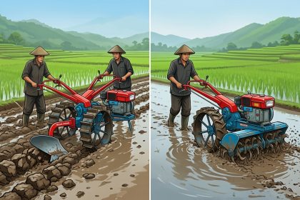perbedaan bajak singkal dan rotary traktor
