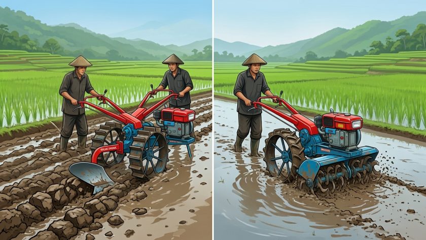 perbedaan bajak singkal dan rotary traktor