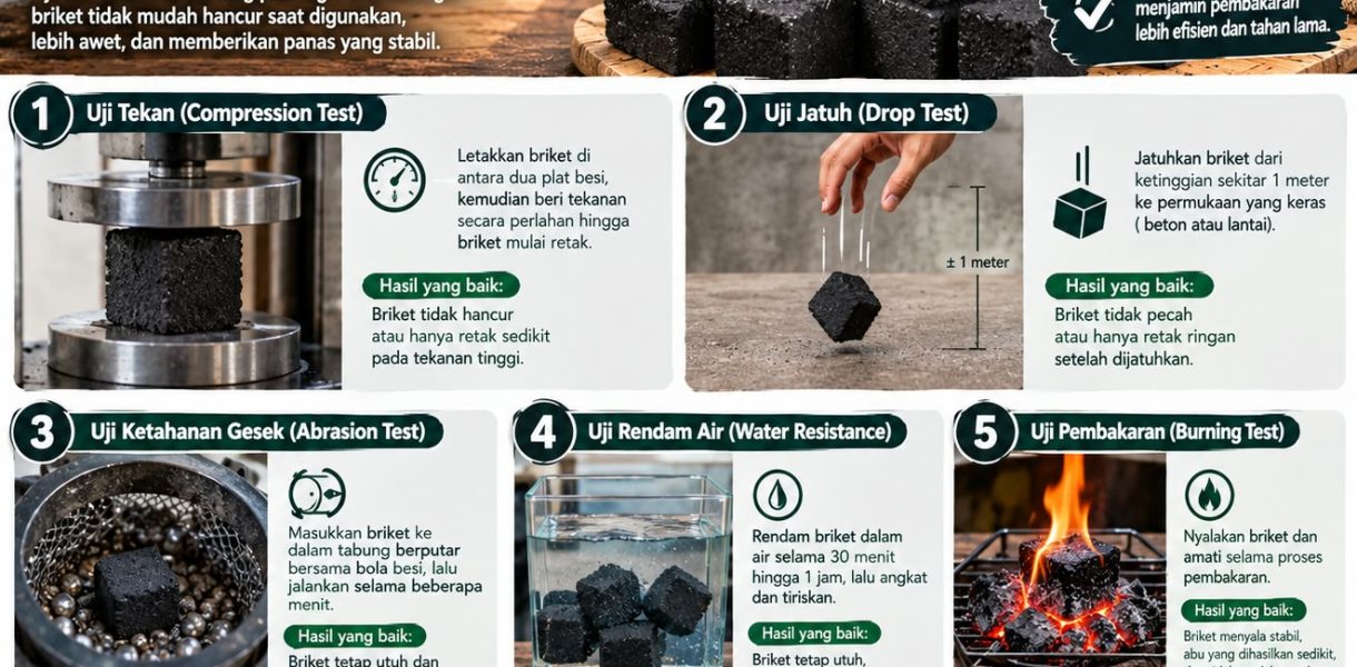 cara menguji kekuatan briket arang
