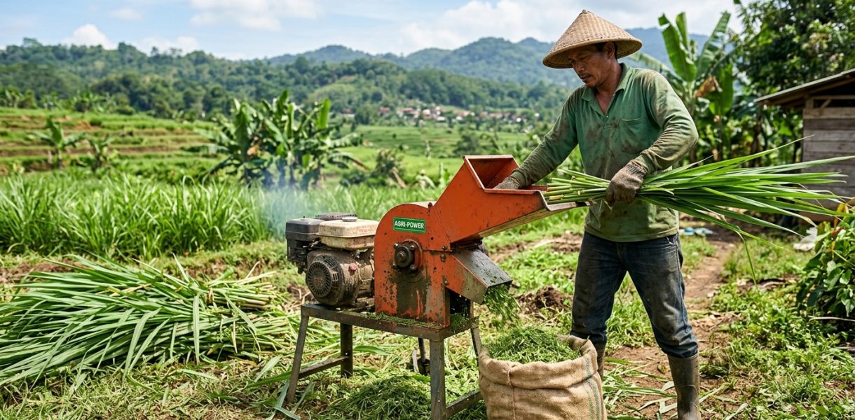 cara mengatur hasil cacahan rumput