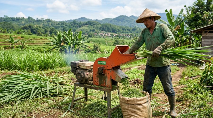 cara mengatur hasil cacahan rumput